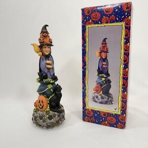 Vintage Late 90's Halloween Witch Black Cat‎ Decoration Music Box